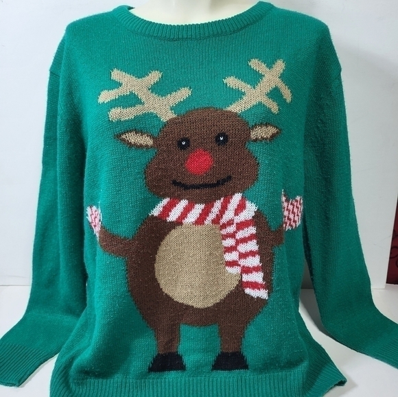 Christmas Green Rudolph Sweater - Picture 4 of 8